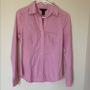 White House Black Market Pink Striped Blouse Size 2
